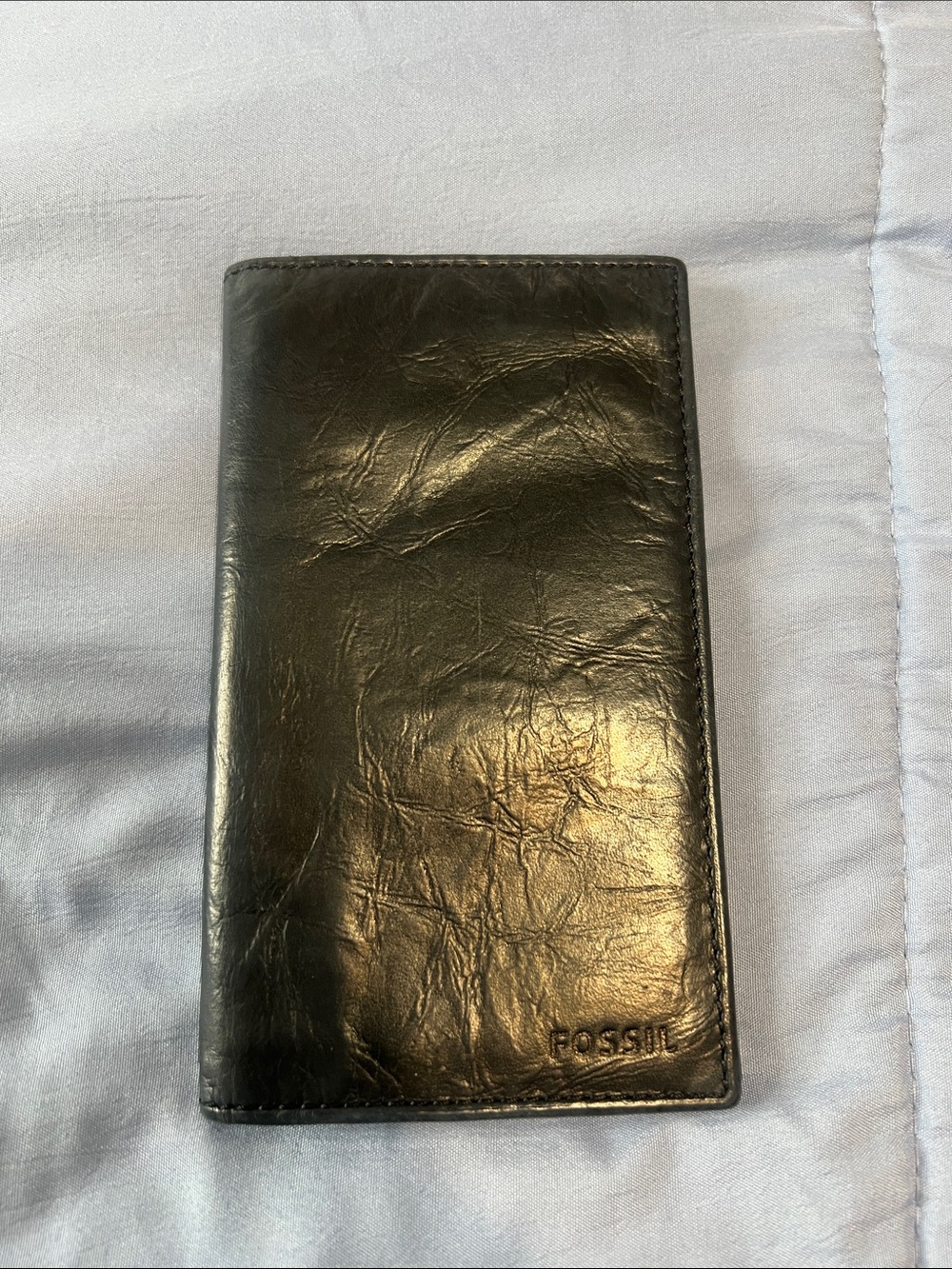 Fossil Black Leather Tall Bifold Wallet